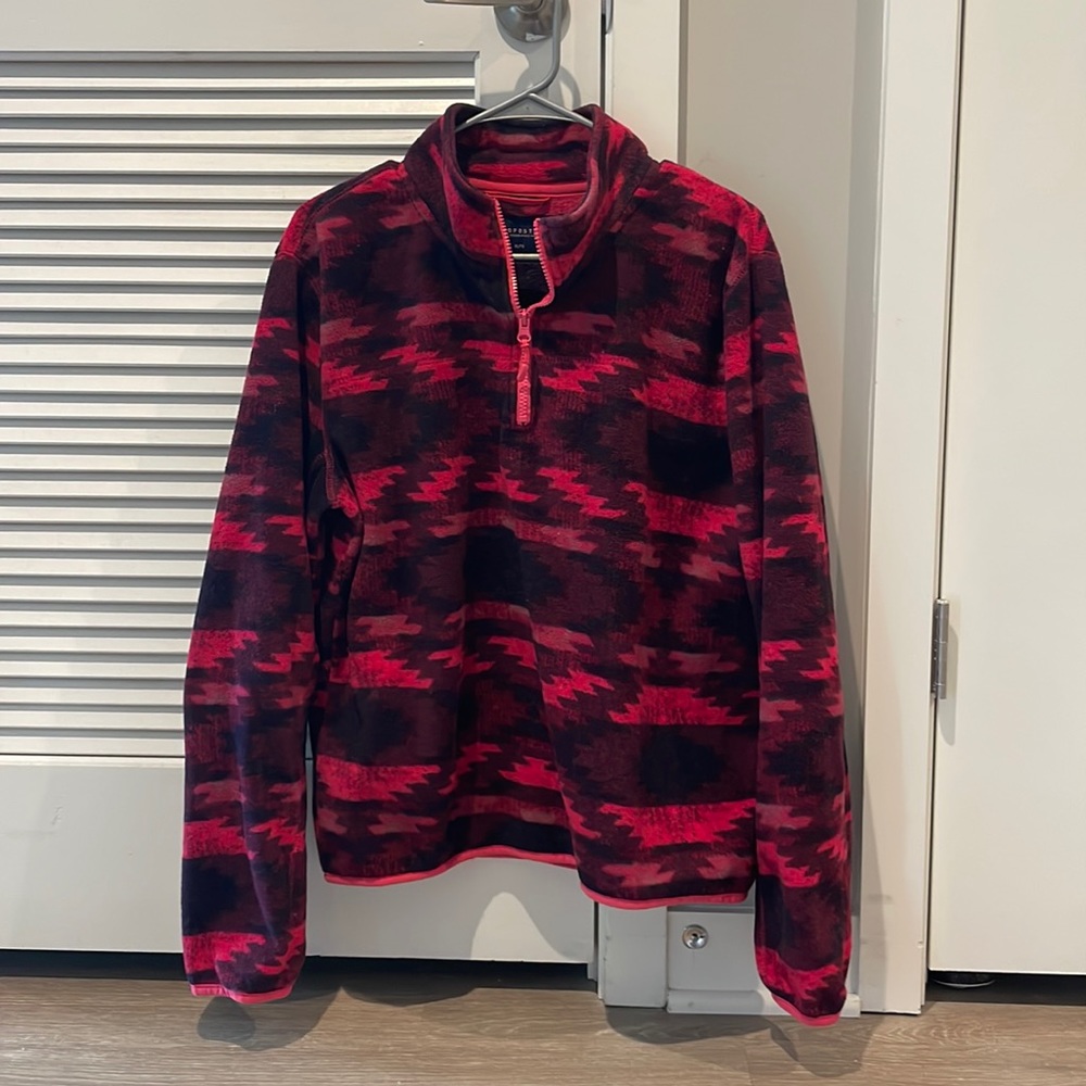 Quarter-Zip Fleece Jacket, Dark Pink/Maroon pattern, size XL - Aeropostale